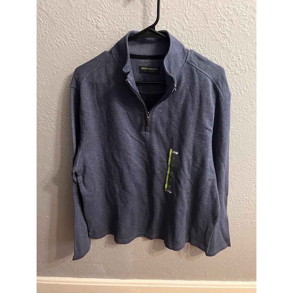 Mens John Bartlett‎ Consensus 1/4 Zip Blue Pullover Size Large